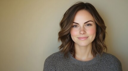 Fototapeta premium Radiant Woman Smiling in Soft Natural Light