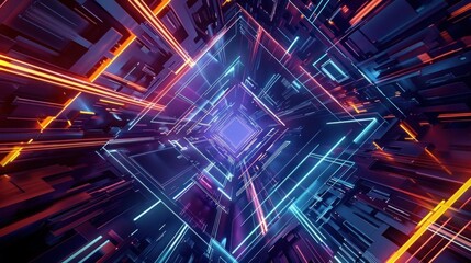 Obraz premium A colorful, neon-lit room with a square in the middle