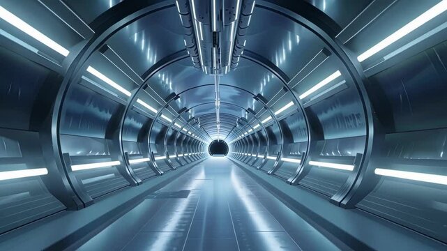 A 3D rendering of the underground facility where the experiment is taking place with tunnels and chambers leading to the main neutrino beam generator.