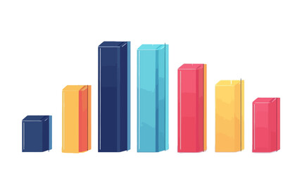 Series of colorful blocks, each varying in height, are lined up in a row. Flat vector illustration isolated.