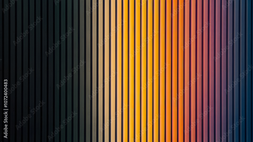 Poster colorful vertical stripes create a beautiful gradient effect from dark tones to vibrant oranges and 