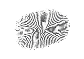 Fingerprint is shown in a circle. The fingerprint is very blurry. The circle is white. Flat vector illustration isolated.