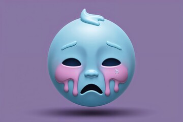 Naklejka premium 3D Crying Baby Emoticon Expressing Tearful Emotion