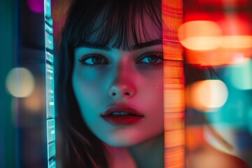 A captivating portrait that captures the essence of beauty and depth. The vibrant colors reflect emotions and mood. This image draws you in with its striking details. Generative AI.