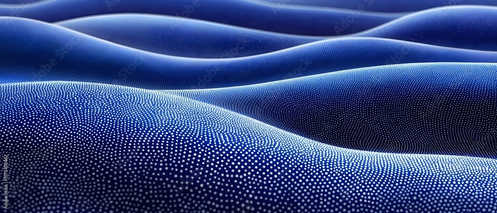 Poster an abstract image featuring flowing waves in various shades of blue, creating a tranquil and serene 