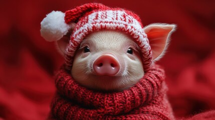 Christmas Piglet in Cozy Sweater 