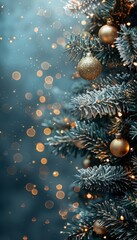 Stunningly beautiful christmas tree photo with ample copy space for advertising and marketing use