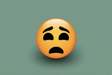 Three-Dimensional Sad Emoji: Upset Sorrowful Face Emoticon Icon Illustration