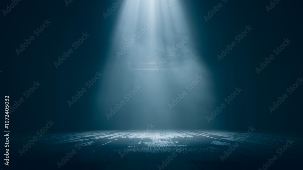 Poster mysterious illuminated space with fog casting dramatic shadows during an artistic performance in an 