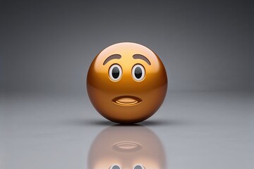 Fototapeta premium Contemplative Reflective Emoji with Curious Expression in 3D Design