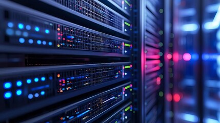 Naklejka premium Network Engineer Cloud Server VM Cloud infrastructure hosting VMs with secure icons, no face, no body, flat design illustration