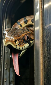 Snake Peeking Through a Door