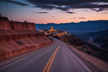 Worn Canyon Road Leading to a Mythical South American City at Twilight