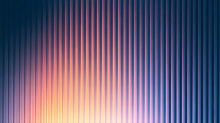 Vibrant vertical lines create an abstract gradient effect in blue and orange hues during sunset
