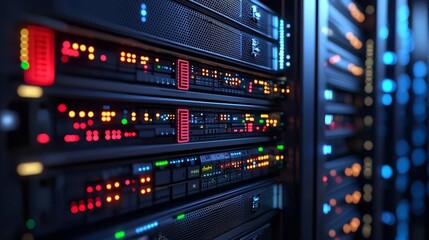 Fototapeta premium Network Engineer Cloud Server VM Cloud server with virtual machine VM icons, data flow, no face, no body, flat design illustration