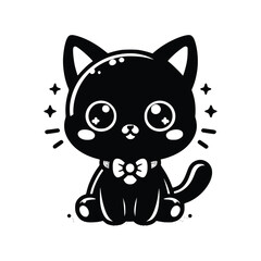 Cute Cat Black Vector,SVG