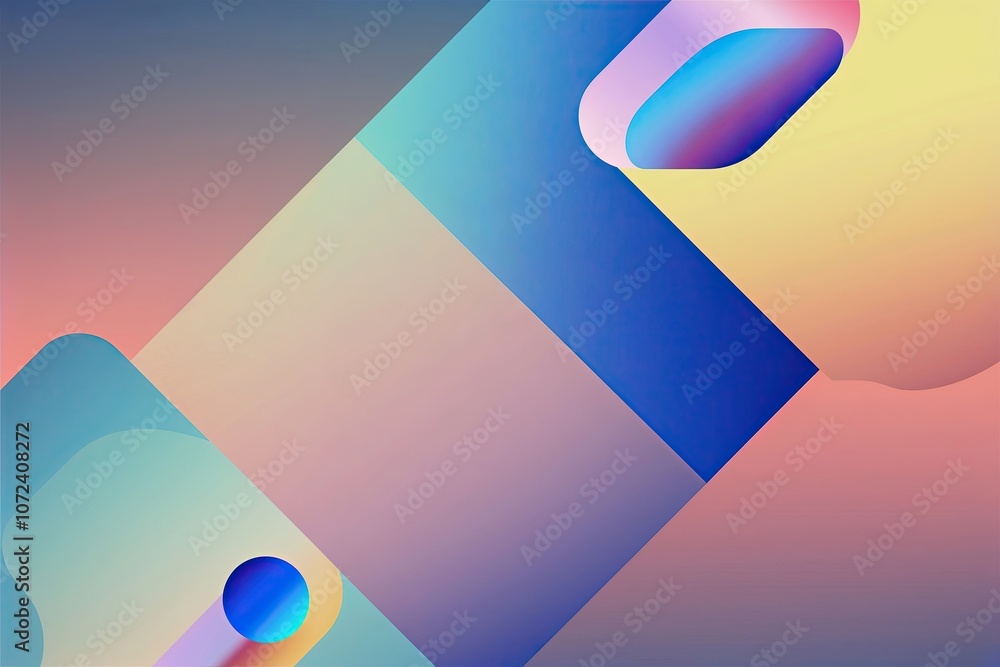 Poster abstract minimalist background design in three-dimensional shapes and colourful gradients