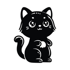 Cute Cat Black Vector,SVG
