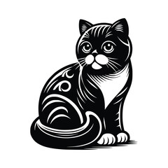 Cute Cat Black Vector,SVG