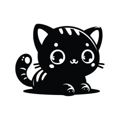 Cute Cat Black Vector,SVG