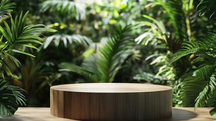 Wooden Platform in a Lush Tropical Forest