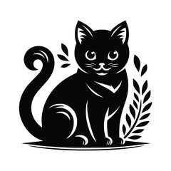 Cute Cat Black Vector,SVG