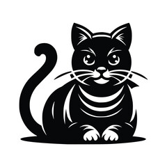 Cute Cat Black Vector,SVG