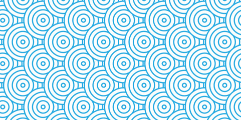 Abstract Overlapping Pattern. Seamless geometric ocean spiral pattern and abstract circle wave lines. blue seamless tile stripe geomatics create retro square line backdrop pattern background.