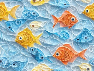Obraz premium seamless pattern of a 3D Cardinalfish . 