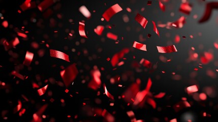 black background with red confetti for black friday 