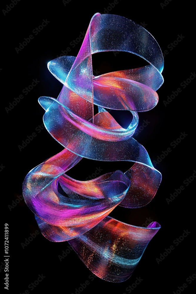 Poster abstract background 3d rendering. colorful twisted shapes in motion. computer generated digital art 
