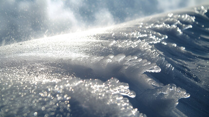 Obraz premium Crystal clear icicles forming on the edge of a snowy roof sparkling in the sunlight 