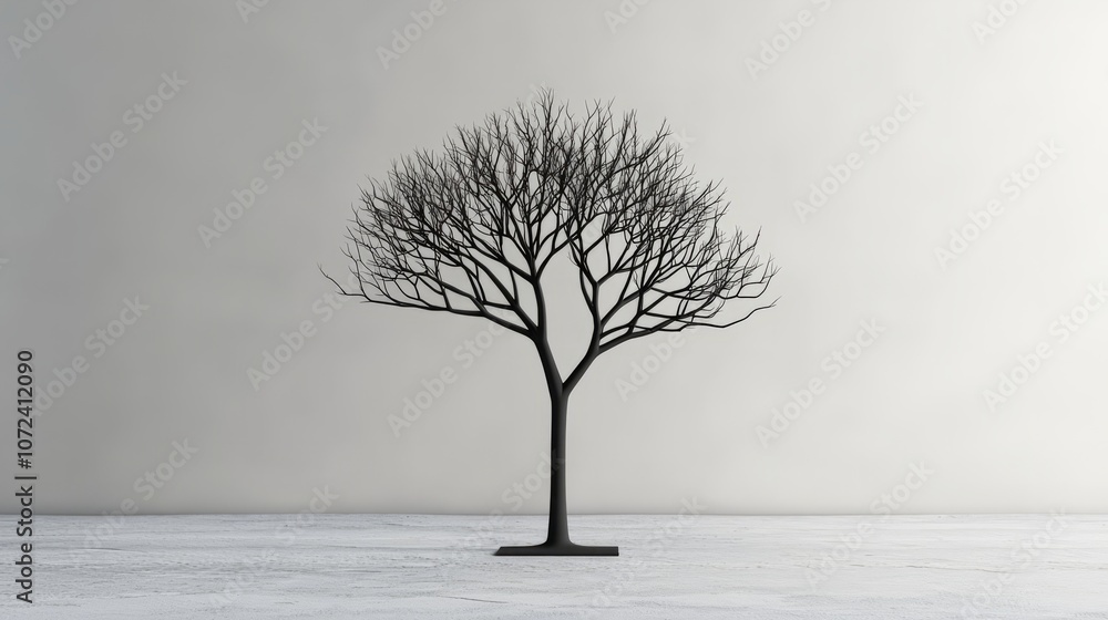 Poster tree without leaves against white background. background with tree