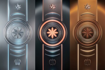 Futuristic Cyber Autumn Banner with Holographic Silver Copper and Bronze Neon Design
