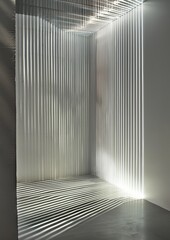 A long, narrow room with a white wall and a white ceiling