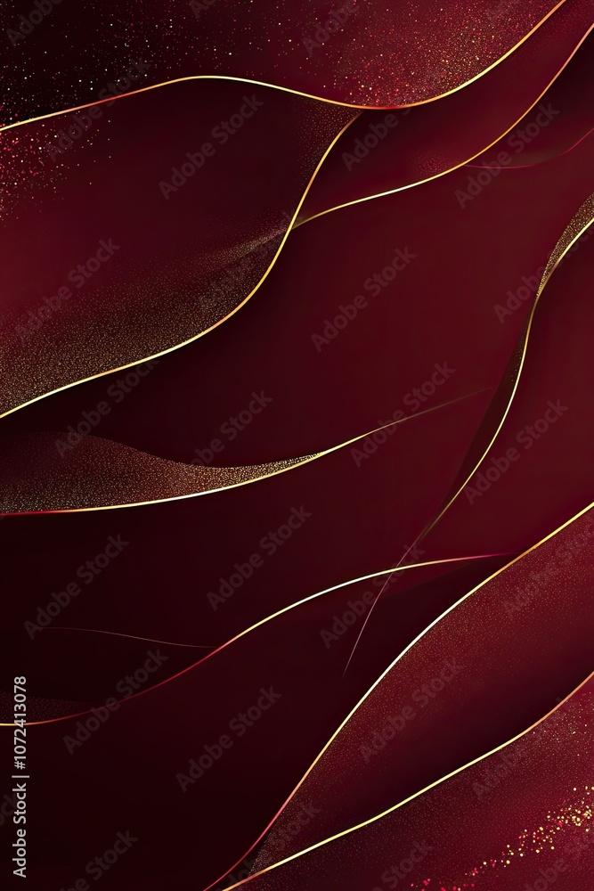 Poster abstract elegant dark red background with golden glow effect.