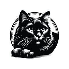 Cute Cat Black Vector,SVG