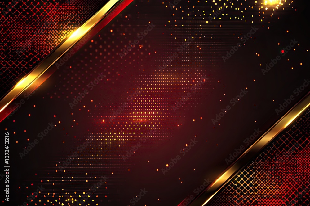 Poster abstract elegant dark red background with golden glow effect.