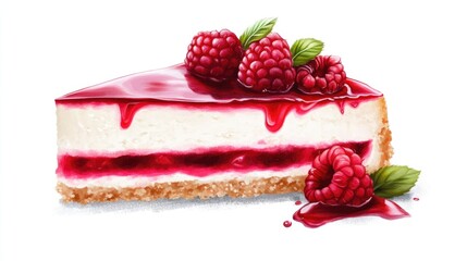 Berrylicious Cheesecake Slice with Fresh Mint for Epicure Taste