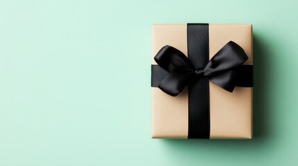 cream gift box with black ribbon