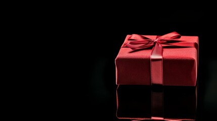 red gift box against black background