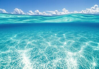 Clear Turquoise Water Surface with White Sandy Bottom