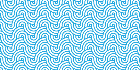 Abstract vector overlapping and fabric seamless pattern with waves and blue geometric retro background. blue seamless tile stripe geomatics create retro square line backdrop pattern background