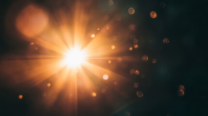Fototapeta premium Bright Sun with Lens Flare and Bokeh Effects