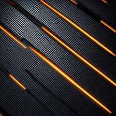Obraz premium Modern Dark angled block carbon fiber with orange luminous lines and highlights background