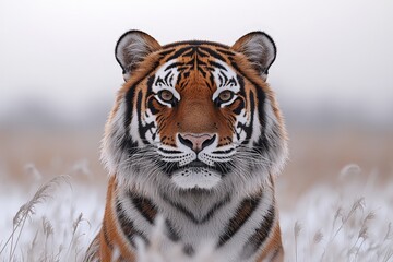 Obraz premium Majestic tiger in winter landscape capturing nature's elegance