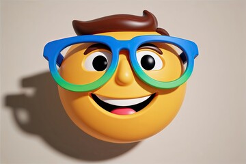 Colorful Emoji Character with Trendy Sunglasses in Lively 3D Style