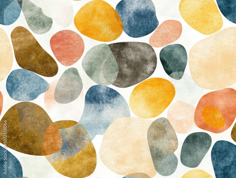 Aufkleber a vibrant, abstract pattern featuring colorful, textured stones on a light background, creating a vi
