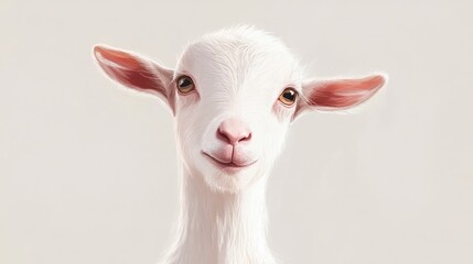 Whimsical Goat Cartoon on White Background