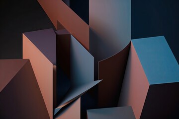 Captivating Abstract Deconstruction of 3D Shapes in Dark Color Palettes